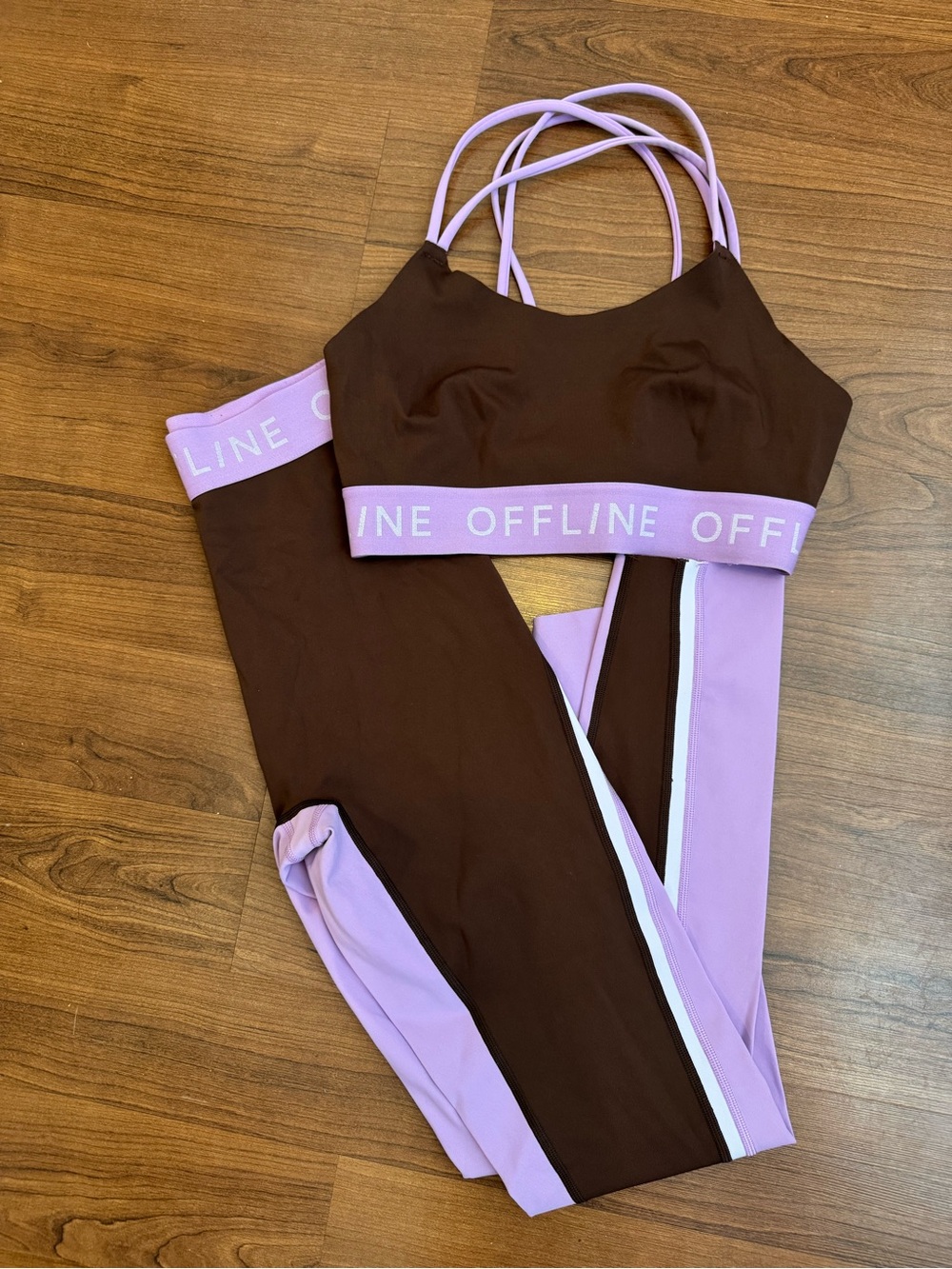 AE Aerie Offline Brown and Lavender Strappy Active Set